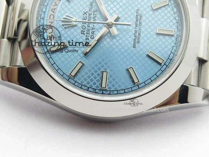 1:1 Bracelet Day-Date Dial Ice Noob Edition A3255 40mm SS on 228206 SS Textured Blue Best 0405